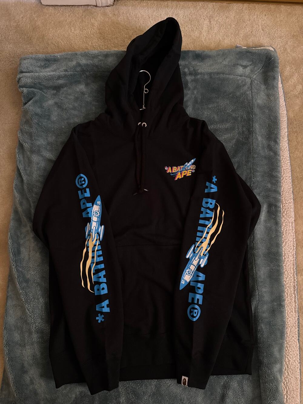 BAPE Rising BAPE Rocket Pullover Hoodie Black 2XL Space Ape Head NWT